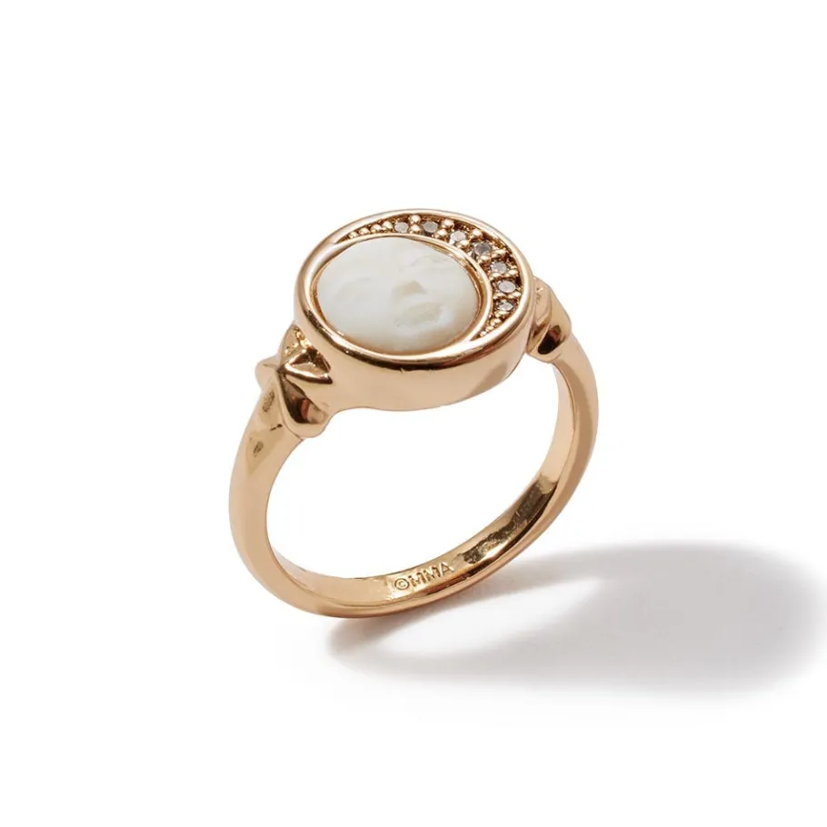 The Met Store Rings*Celestial Symbols Carved Mother-of-Pearl Signet Ring
