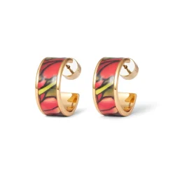 The Met Store Earrings*Favrile Tulip Enamel Hoop Earrings
