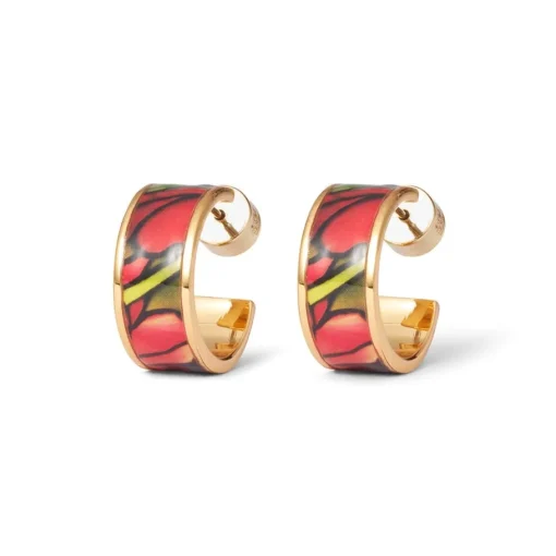 The Met Store Earrings*Favrile Tulip Enamel Hoop Earrings