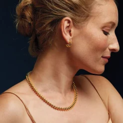 The Met Store Earrings*Golden Disc Huggie Earrings
