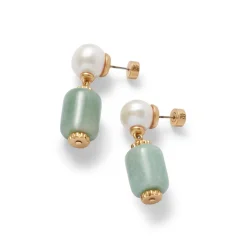 The Met Store Earrings*Karavas Gems Aventurine and Pearl Drop Earrings
