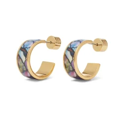 The Met Store Earrings*Magnolias and Irises Enamel Hoop Earrings