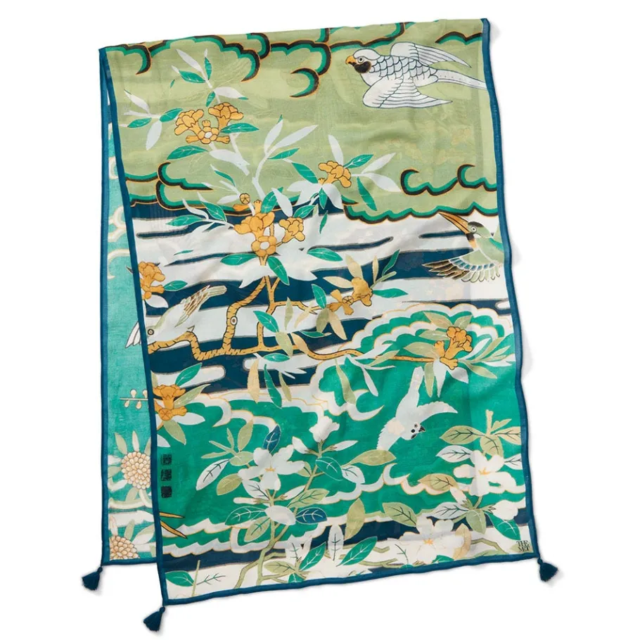 The Met Store Scarves & Wraps*Ming Birds and Flowering Branches Oversize Oblong Scarf