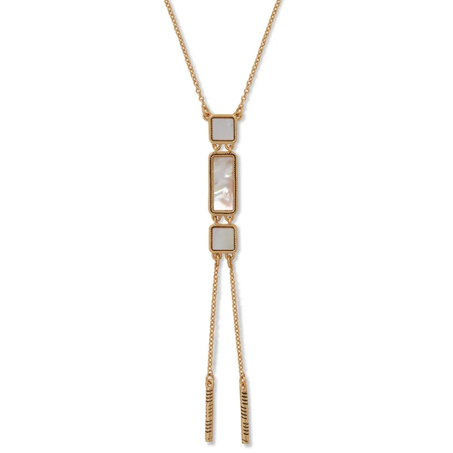 The Met Store Necklaces*Mother-of-Pearl Tile Double Lariat Necklace