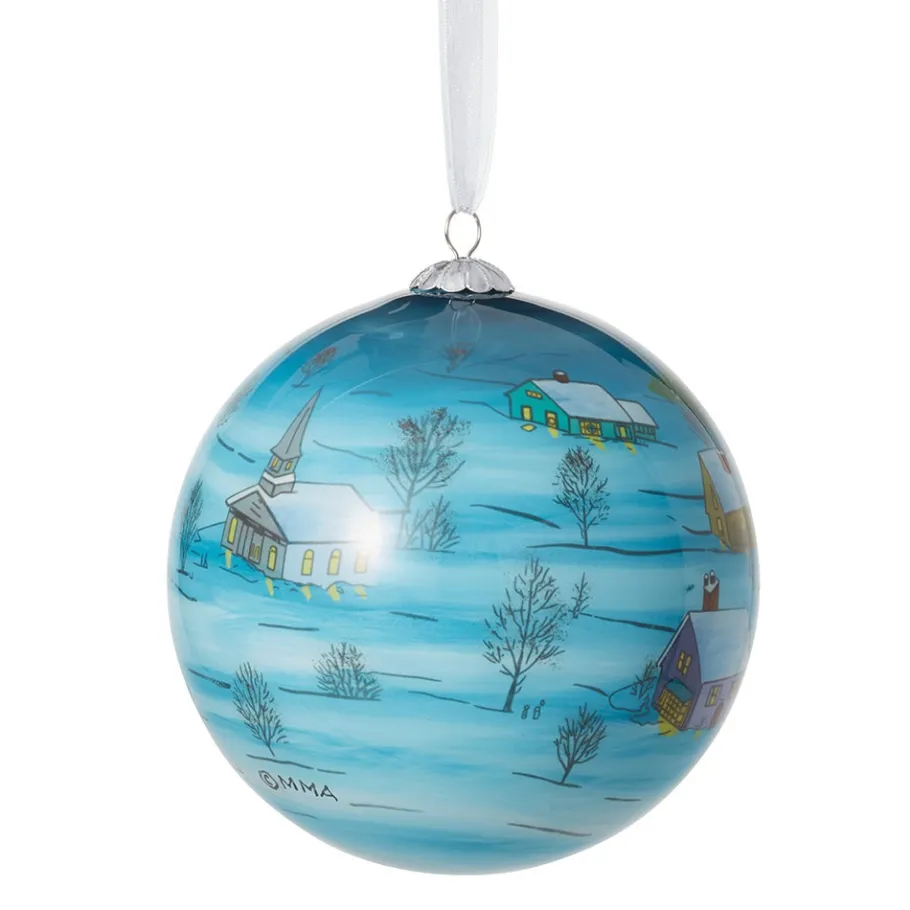 The Met Store Ornaments*Santa and Reindeer Hand-Painted Glass Ornament