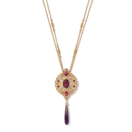 The Met Store Jewelry Sets*Turkish Amethyst Long Pendant Necklace and Statement Earrings Set