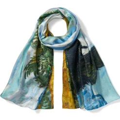 The Met Store Scarves & Wraps*Van Gogh Wheat Field with Cypresses Oversize Oblong Silk Scarf