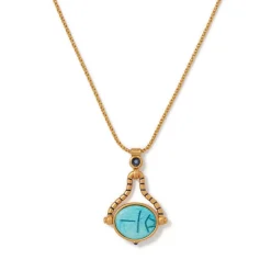 The Met Store Necklaces*Wedjat Eye Scarab Spinning Pendant Necklace
