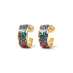 The Met Store Earrings*William Morris Blackthorn Enamel Hoop Earrings