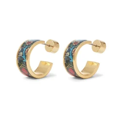 The Met Store Earrings*William Morris Blackthorn Enamel Hoop Earrings
